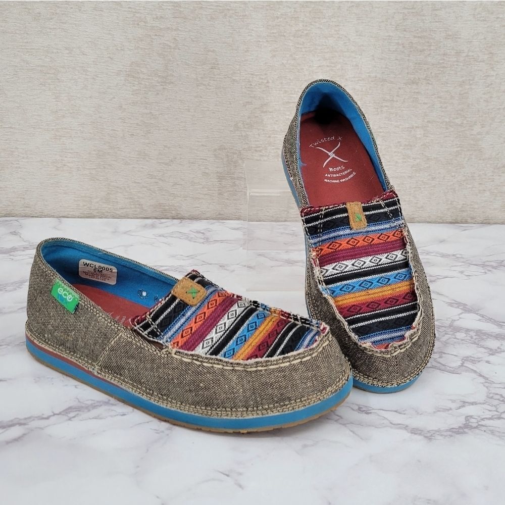 Twisted X Women's Serape Driving Moccasin Slip On Shoes Moc Toe Size 6